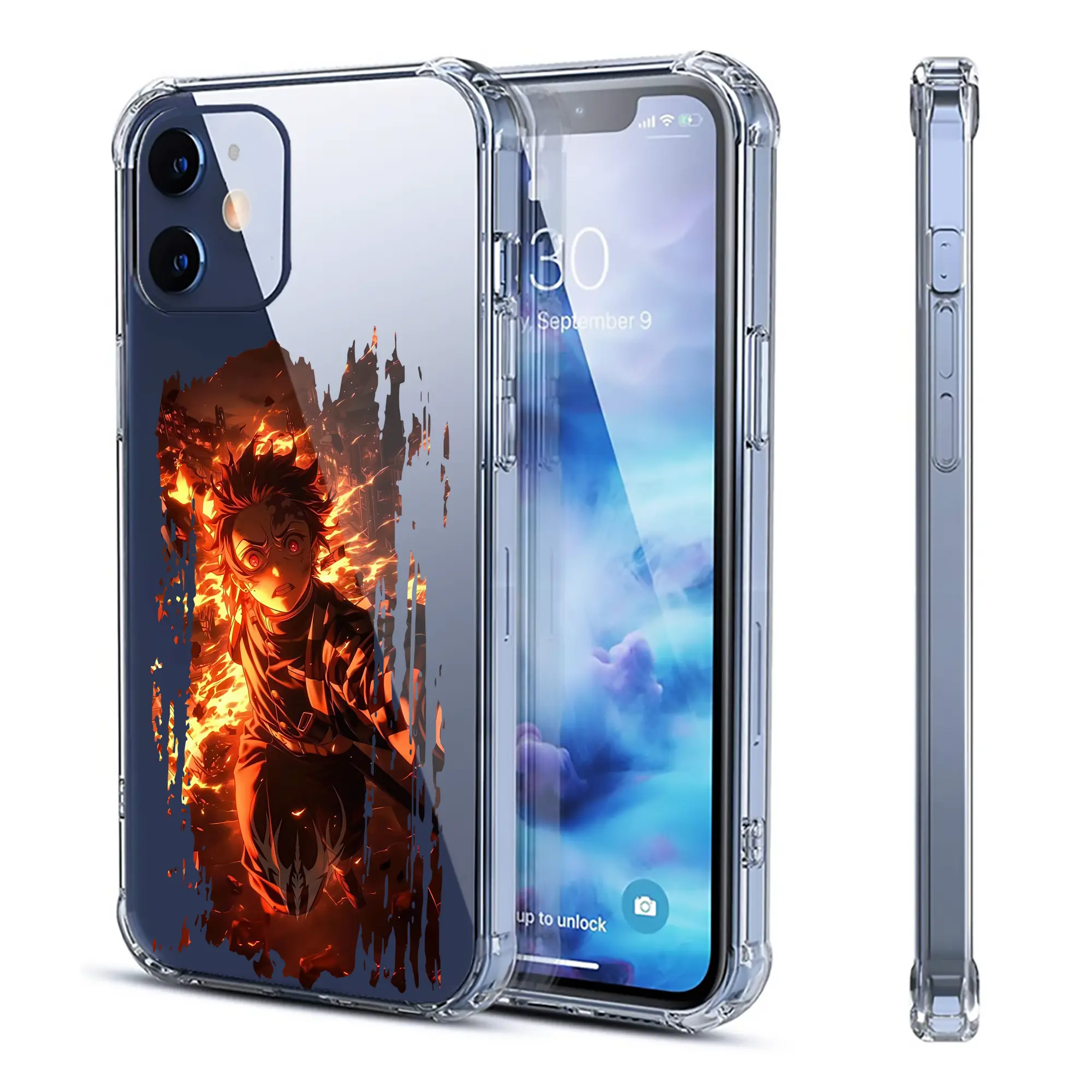 鬼滅の刃 グッズ,竈門 炭治郎 - IPhone 12シリーズ対応 ・ 透明スマホケース ・ クリアソフトケース ・ TPU素材 ・ 耐衝撃 ・ 高密着 ・ 防汚 防指紋 ・ 簡単着脱